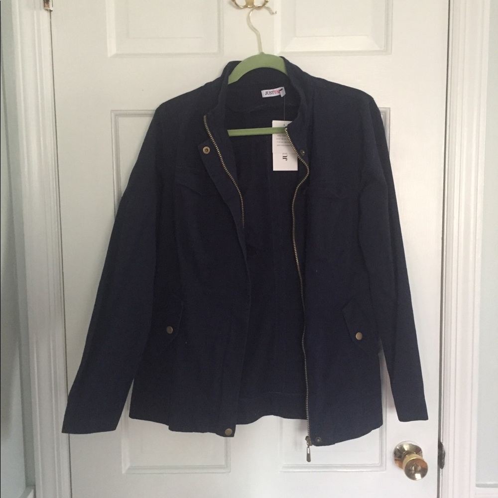 Navy Military Jacket - Size LG, zip up